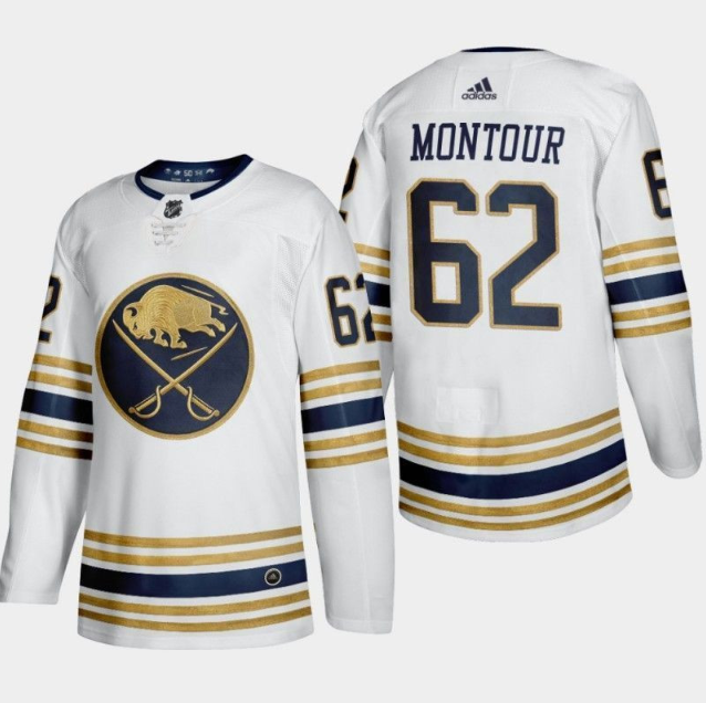 Men's Buffalo Sabres #62 Brandon Montour White 50th Anniversary 2019-20 Third Stitched NHL Jersey Men's Buffalo Sabres #62 Brandon Montour White 50th Anniversary 2019-20 Third Stitched NHL Jersey